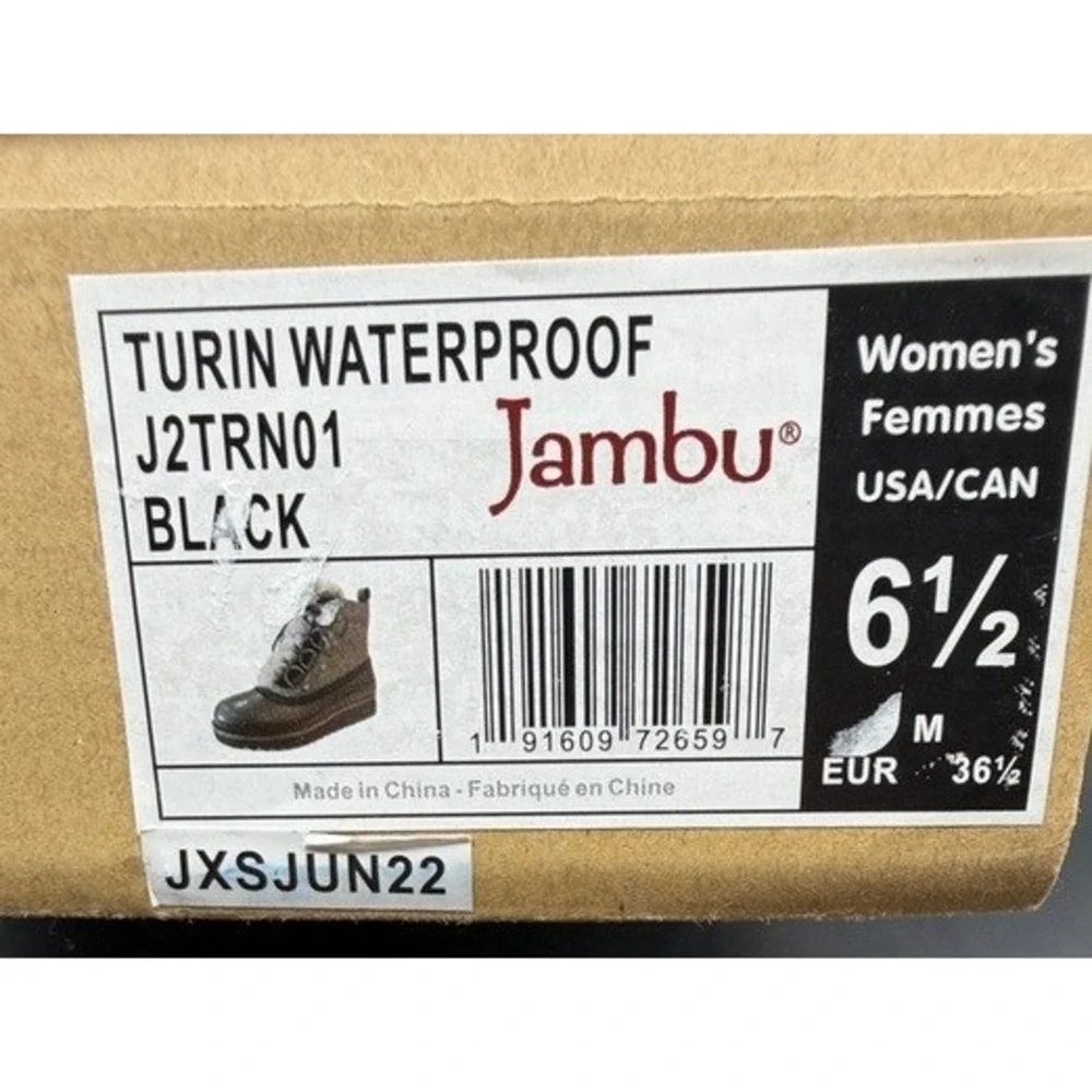 Jambu Turin Waterproof Black Grey Wool Faux Fur Winter Boots‎ J2TRN01 Womens 6.5